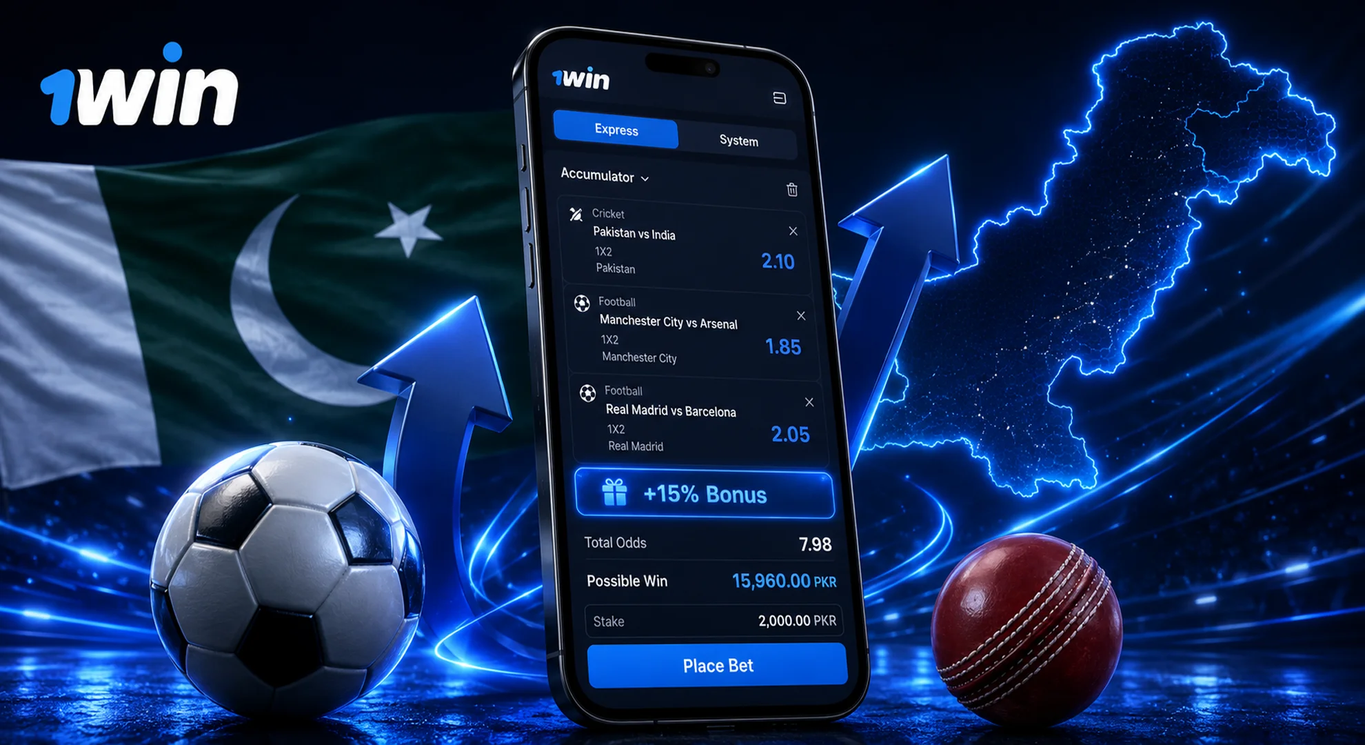 Express Booster up to 15 percent bonus on sports accumulator bets for 1win players