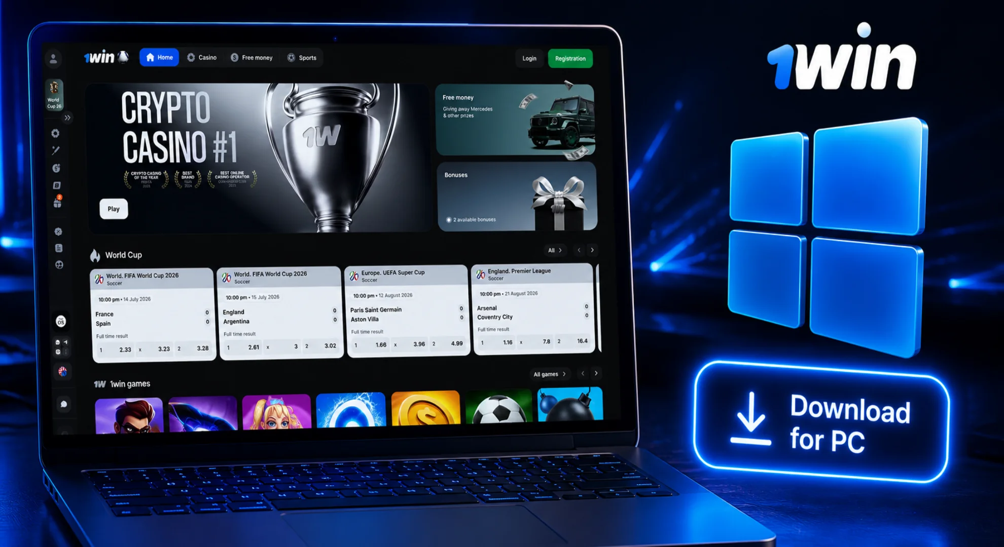 Desktop version of 1win software free download for Windows PC