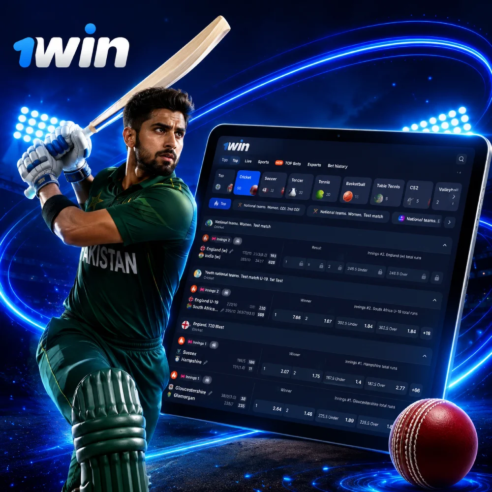 Official 1win online cricket betting platform in Pakistan with high odds