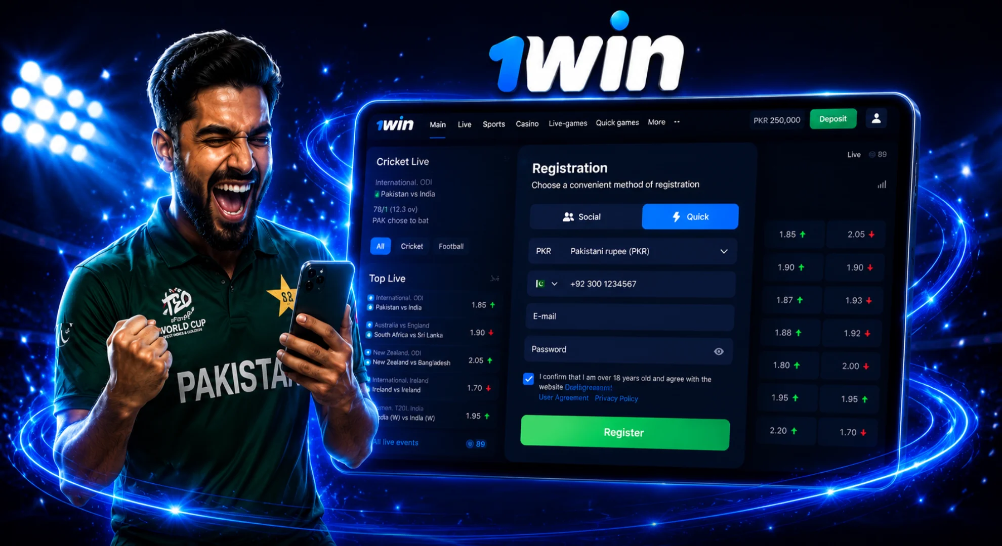 Step-by-step 1win Pakistan account registration process for new users