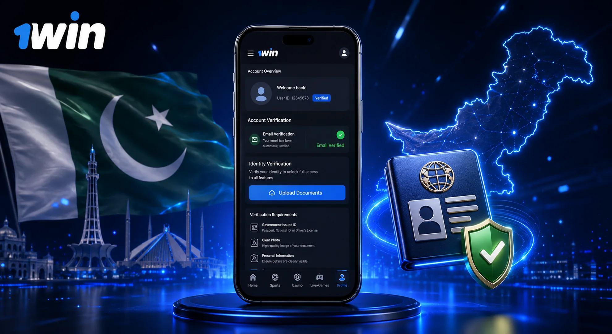 Identity and email verification process for secure withdrawals on 1win